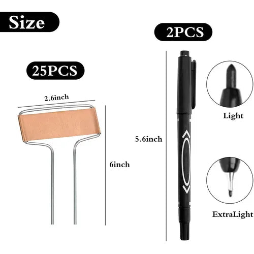 Metal Plant Labels with Markers Set 25 pcs